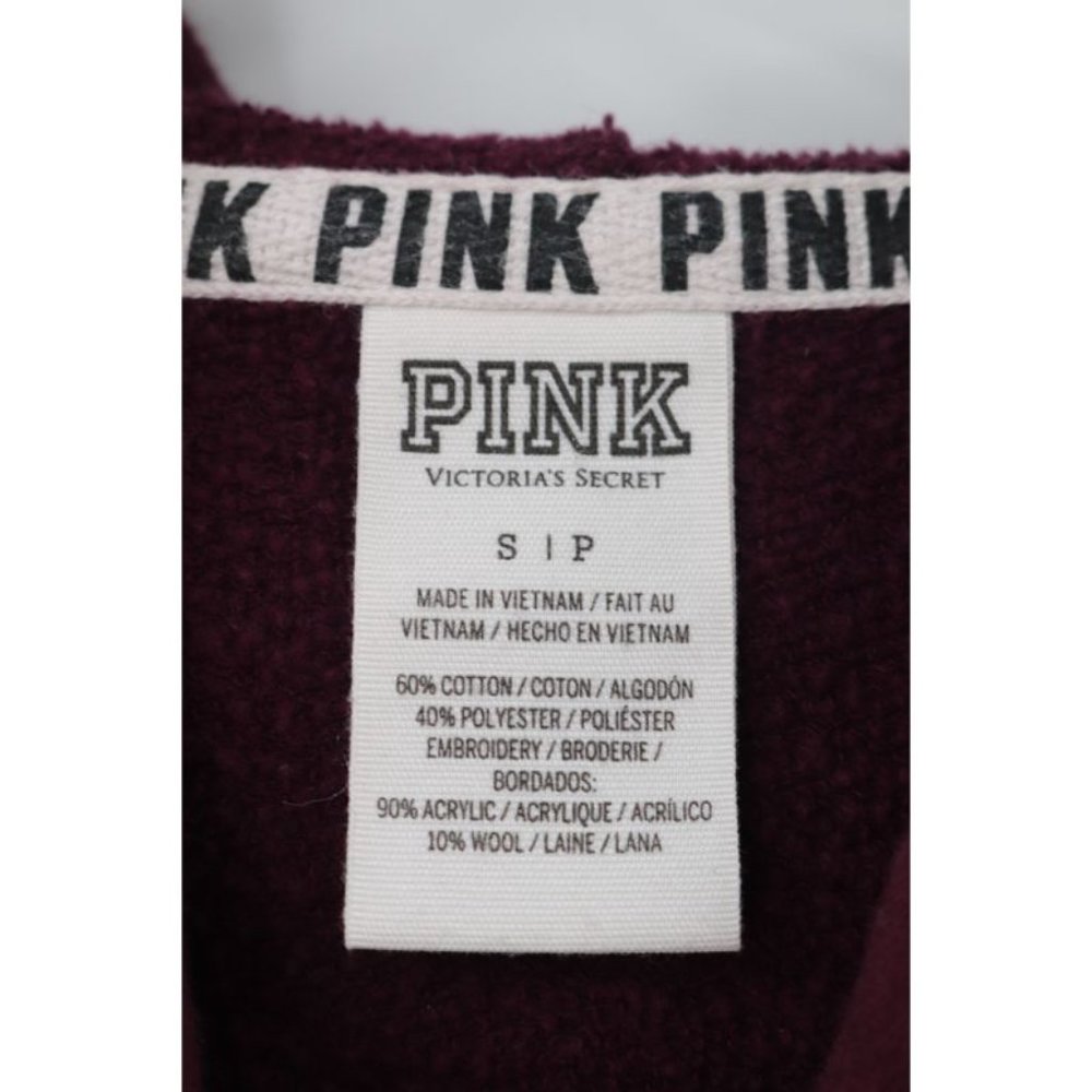 pink victorias secret women's size S sleeve fleece pullover hoodie sweatshirt - Picture 2 of 6